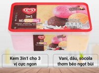 Kem hộp socola vani dâu Wall's 3in1 Neo 390g