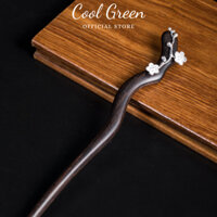 [Kèm hộp] Trâm Cài Tóc Cổ TrangBằng Gỗ Đàn Hương Đen Tự Nhiên Đính Hoa Mai Bằng Bạc S925 Hàng Cao Cấp  SVip01