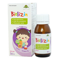 Kẽm hữu cơ chuẩn châu Âu Biolizin, Kẽm hữu cơ Biolizin 50ml dạng siro vị đào, bổ sung Lysine B6 Giúp Bé Ăn N