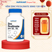 Kẽm hữu cơ Nutricost Zinc Picolinate 30mg 120 viên giúp giảm mụn viêm, rụng tóc, tăng đề kháng
