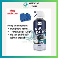 KÈM KHĂN-Bình xịt vệ sinh máy ảnh, bàn phím, bo mạch máy tính 450ML- Bình xịt khí nén đa năng dùng cho máy quay, ống kính, điện thoại.-Hàng nhập khẩu