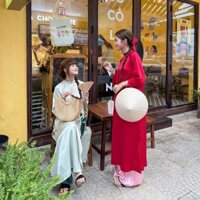 (Kèm khăn turban) Áo dài CẨN Y lụa trơn kèm quần satin HAVANA AD101