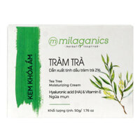 Kem Khóa Ẩm Tràm Trà - Dẫn Xuất Tinh Dầu Tràm Trà 2% Ngăn Ngừa Mụn Viêm & Dưỡng Ẩm Dành Cho Da Mụn Milaganics Hũ 50g (Store 5703)
