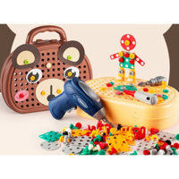 [Kèm Khoan]Bộ đồ chơi kỹ sư lắp ráp kèm khoan điện - đồ chơi vặn ốc vít - Cho bé từ 3 tuổi