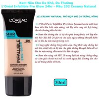 Kem Nền Cho Da Khô, Da Thường L’Oréal Infallible Pro Glow 24hr, 30ml - TONE DA TRẮNG HỒNG