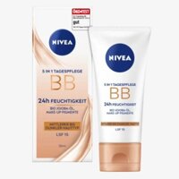 Kem nền Nivea BB 5in1 Tagespflege Mittlerer bis Dunkler Hauttyp LSF15 – tone trung bình tối, 50ml