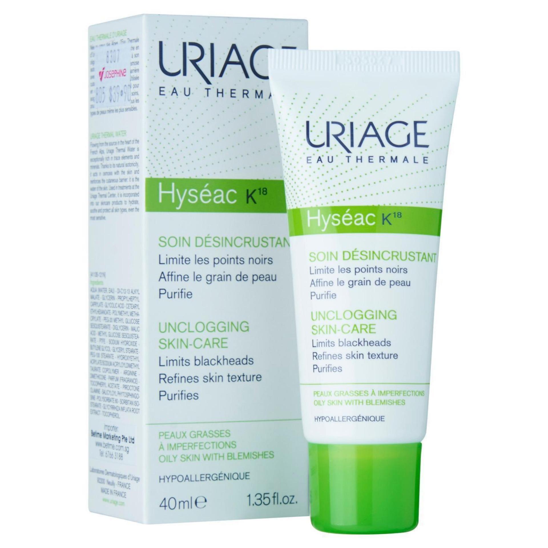 Kem ngăn ngừa mụn, điều tiết nhờn cho da dầu, da mụn Uriage Hyseac K18