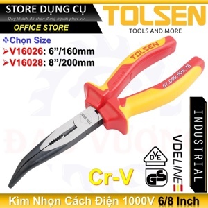 Kềm nhọn mũi cong cách 8 inch/200mm Tolsen V38148