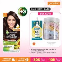 Kem Nhuộm Tóc Garnier Color Naturals Crème Riche - Màu 3 Darkest Brown - Nâu Tự Nhiên Dạng Hộp (50ml, 50gr, 5ml)