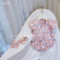 [KÈM NƠ] Set Bodysuit Cộc Tay Hoa Nhí Cho Bé (5-15kg)