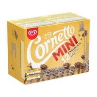 Kem ốc quế Cornetto Mini socola và vani Wall's hộp 12 cây x 18g (1 Hộp)