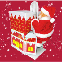 Kèm pin - ông già noel đu dây và chui ống khói, đồ chơi ông già noel