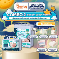 [Kèm quà] Combo 2 bịch Tã/bỉm dán Gooby Premium ban đêm, siêu thấm hút, chống trào 12h, size NB/S/M