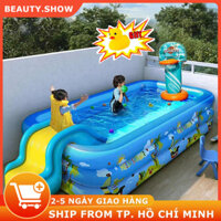 🎁【kèm quà con vịt】Bể bơi cho bé 1m2, 1m3 , 1m5, 1m8, 2m1, hồ bơi trẻ em loại dày hình chữ nhật có đáy chống trượt an