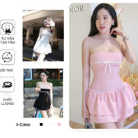(Kèm quần) Đầm ống cúp ngực tiểu thư đính nơ xinh xắn G622