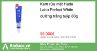 Kem rửa mặt Hada Labo Perfect White dưỡng trắng tuýp 80g