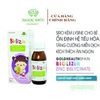 Kẽm Siro cho bé BIOLIZIN Kẽm zinc Lysine cho bé biếng ăn Siro ăn ngon cho bé