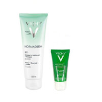 Kem Tẩy Tế Bào Chết 3 Tác Dụng Vichy Normaderm 3in 1 Scrub  Cleanser  Mask 125ml Tặng  Gel Rửa Mặt Vichy Normaderm 50ml