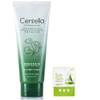 Kem tẩy tế bào chết tái tạo da Beauskin Cica Hàn quốc 150ml/ Hộp Và 1 Mặt nạ Beauskin Isk trà xanh 23ml/gói