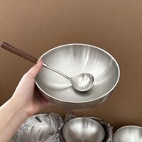 Kèm Thìa Bát Súp Thép Không Gỉ Bát Mì Ăn Liền Cỡ Lớn Bát Mì Ramen, Bát Lớn Mala Tang, Bát Rau, Bát Bún Ốc, Bát Bún