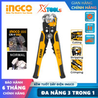Kềm tước dây điện đa năng Ingco HWSP102418 kìm đồ nghề đa năng 3 trong 1 có đầu dò điện cảm ứng tay cầm cao su kìm tuốt