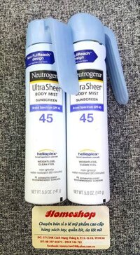 Kem xịt chống nắng toàn thân Neutrogena Ultra Sheer body Mist SPF 45 của Mỹ