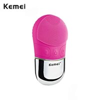 Kemei Electric Silicone Facial Cleansing Brush Sonic Vibration Massage Wireless Charging Ultrasonic Face Cleaner Beauty Tool
