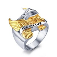 Kemstone 23Mm Men Large Titanium Ring Punk Eagle Ring Gold Plated Stainless Steel Party Ring