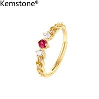 Kemstone Hồng Tourmaline Xanh Topaz Zircon Màu Trắng Ngọc Lục Bảo 925 Sterling Bạc Mạ Vàng Nữ Nhẫn Cho Nữ [bonus]