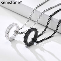 Kemstone Mặt Dây Chuyền Nam Mạ Bạc Màu Đen Bánh Răng Bằng Thép Không Gỉ Quà Tặng Trang Sức Cho Nam Giới