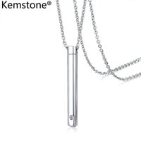 Kemstone Thép Không Gỉ Cổ Điển AAA Cubic Zirconia Hình Trụ Màu Bạc Màu Có Thể Mở Mặt Dây Chuyền Nữ Trang Sức Quà Tặng LazadaMall