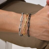 Kemstone Thép không gỉ Nam Dây Xích Liên Kết Vòng Tay Mạ Bạc Đen Vòng Tay Cho Nam Mạ Vàng Trang Sức