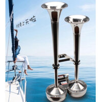 Kèn điện inox 2 loa 47cm,dễ lắp đặt, không cần bình hơi, kèn xe tải, ô tô, đầu kéo