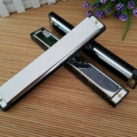 Kèn Harmonica 24 lỗ cao cấp màu trắng bạc