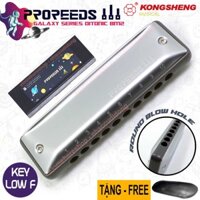 Kèn Harmonica Diatonic 10 Lỗ Cao Cấp KongSheng ProReeds Bạc Lỗ Thổi Tròn Key Low F