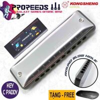 Kèn Harmonica Diatonic 10 Lỗ Cao Cấp KongSheng ProReeds Bạc Lỗ Thổi Tròn Key C
