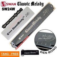 Kèn Harmonica Tremolo Swan Classic Melody 24 Cao Cấp Đen Key C