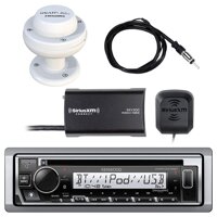 Kenwood Single DIN Bluetooth in-Dash CD Player Marine Stereo Receiver, and Satellite Radio Vehicle Tuner Kit, Shakespeare Galaxy Satellite Antenna,...