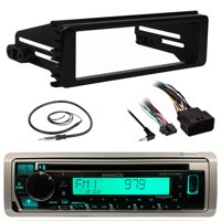 Kenwood Single DIN Stereo Receiver CD Player Head Unit Bundle Combo with Single DIN Dash Radio Installation Kit + Enrock 22 Wired AM/FM Radio Anten...