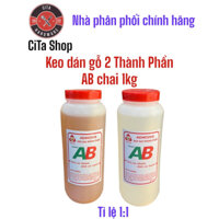 Keo AB 2 thành phần NPL , Keo Epoxy dán gỗ siêu dính chai 1kg