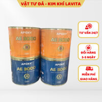 Keo Apoxy AE 3000 cặp ab 2kg màu trắng và xám dùng dán gạch, đá, sắt, sứ,...