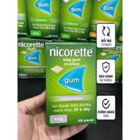 Kẹo cai thuốc lá 4mg Nicorette Original flvour  hàng Mỹ hộp 105 viên-Hàng chính hãng