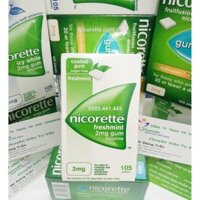 Kẹo cai thuốc lá của mỹ Nicorette 2mg bạc hà