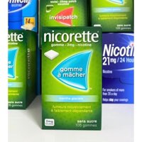 Kẹo cai thuốc lá Nicorette 2mg gomme Menthe hộp 105 viên vị bạc hà