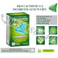 KẸO CAI THUỐ.C LÁ NICORETTE 2MG VỊ CLASSIC 75 VIÊN