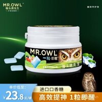 Kẹo cao su bạc hà không đường tức thì, sảng khoái và tiếp thêm năng lượng, xylitol, hơi thở thơm mát, nhập khẩu từ Mr. Owl