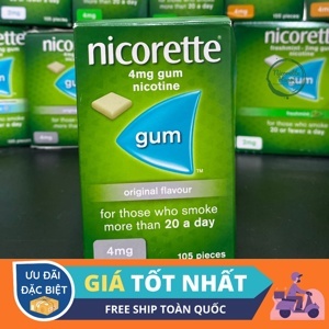 Kẹo cao su cai thuốc lá Nicorette - 4mg