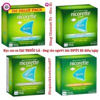 Kẹo cao su hỗ trợ cai thuốc lá Nicorette 2mg vị bạc hà icy mint, vị trái cây freshfruit, vị classic (nhạt, không vị) úc