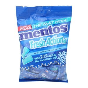 Kẹo cao su Mentos Fresh Action hương bạc hà gói 112g