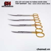 Kéo cắt chỉ cong và thẳng chuôi vàng các size - hàng GERMANY